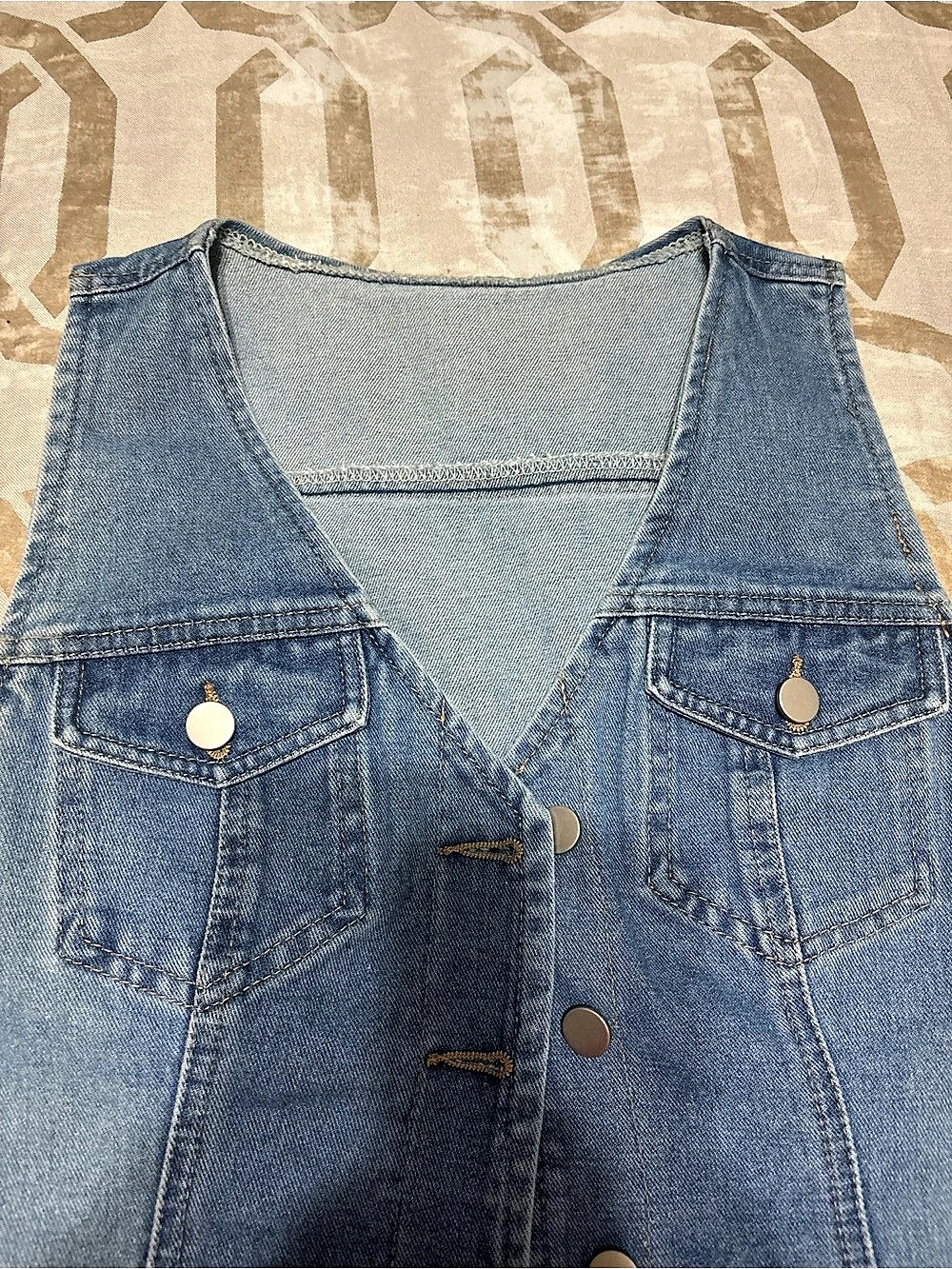 SHEIN Denim Button-Front Vest in Blue Size 6